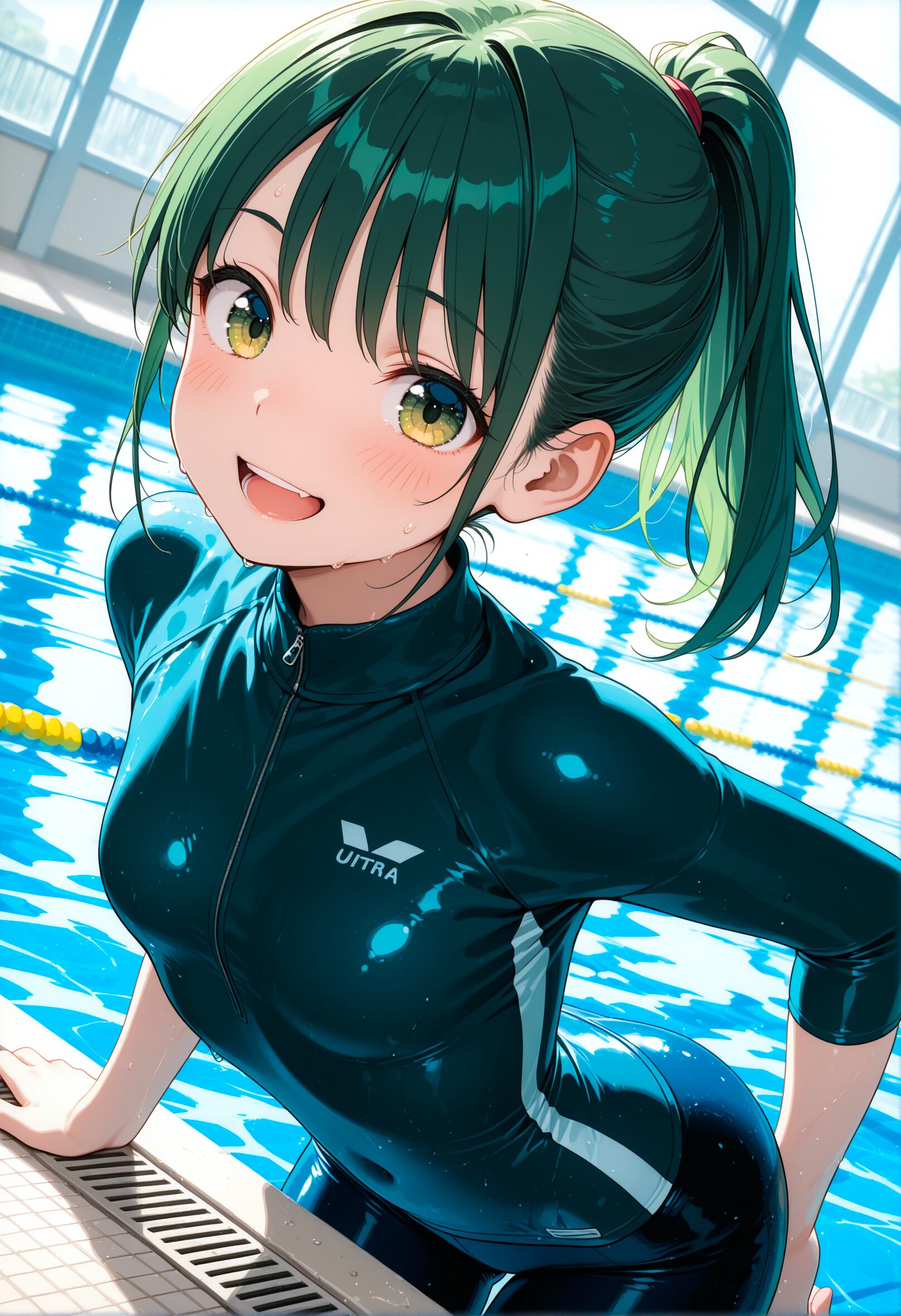 身体にぴったり張り付いたコンプレッションウェアの女の子の画像