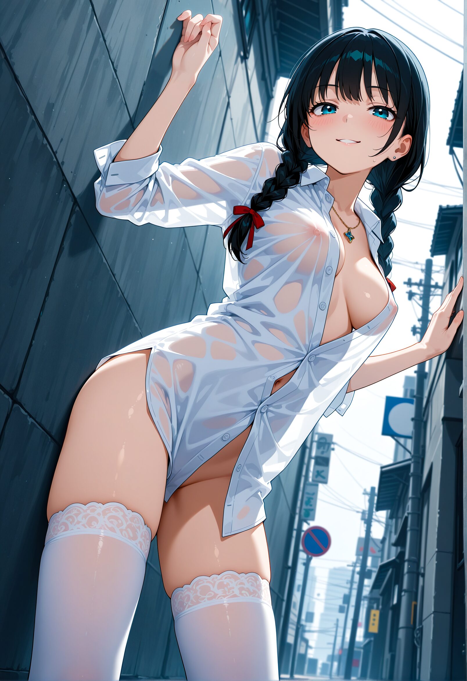 裸にシャツ１枚のAIイラスト - 54