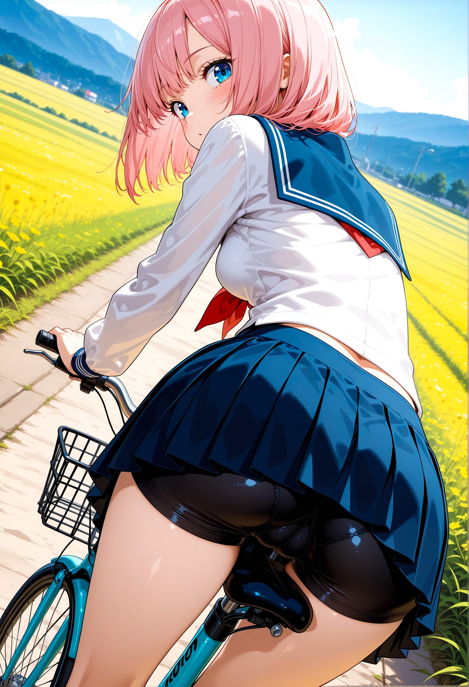 自転車に乗る女性のAIイラスト - 21