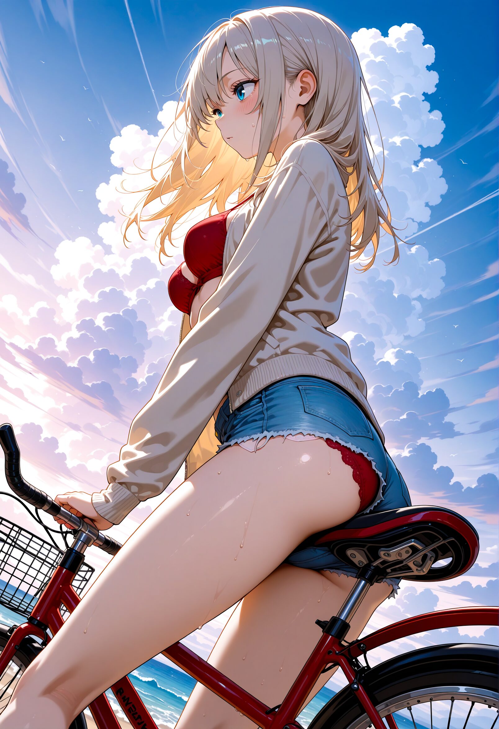 自転車に乗る女性のAIイラスト - 30