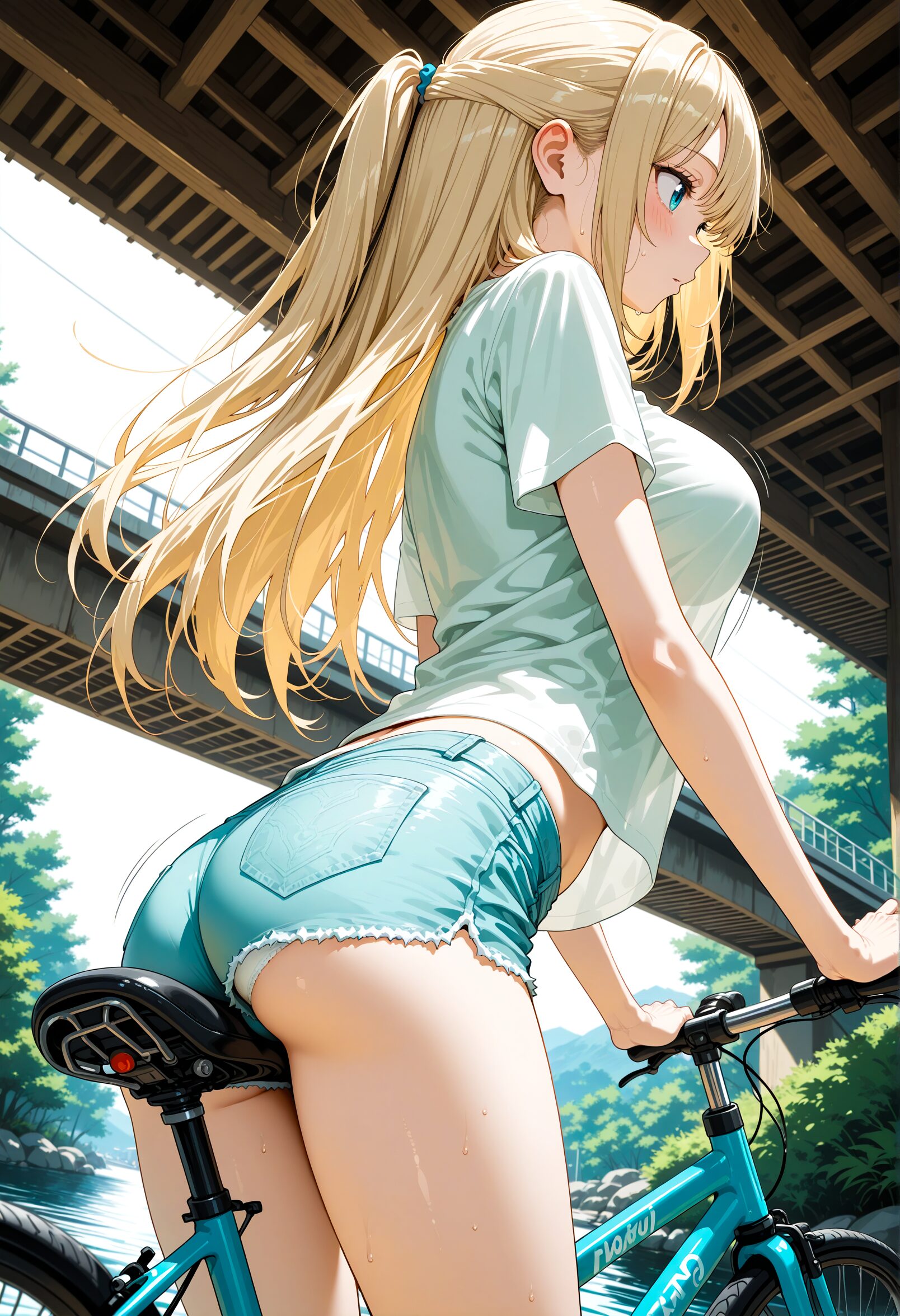 自転車に乗る女性のAIイラスト - 6