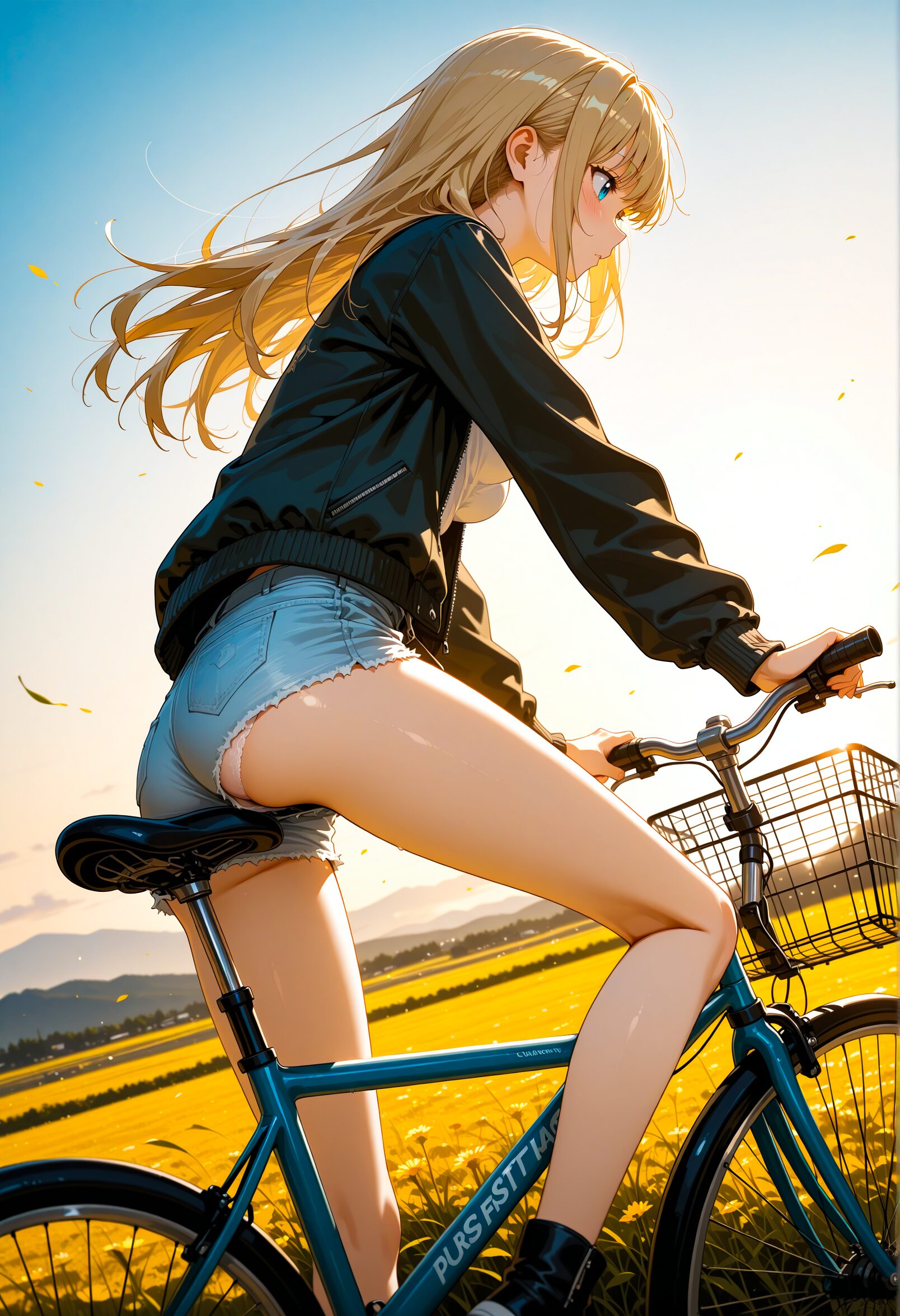 自転車に乗った女性のAIイラスト - 32