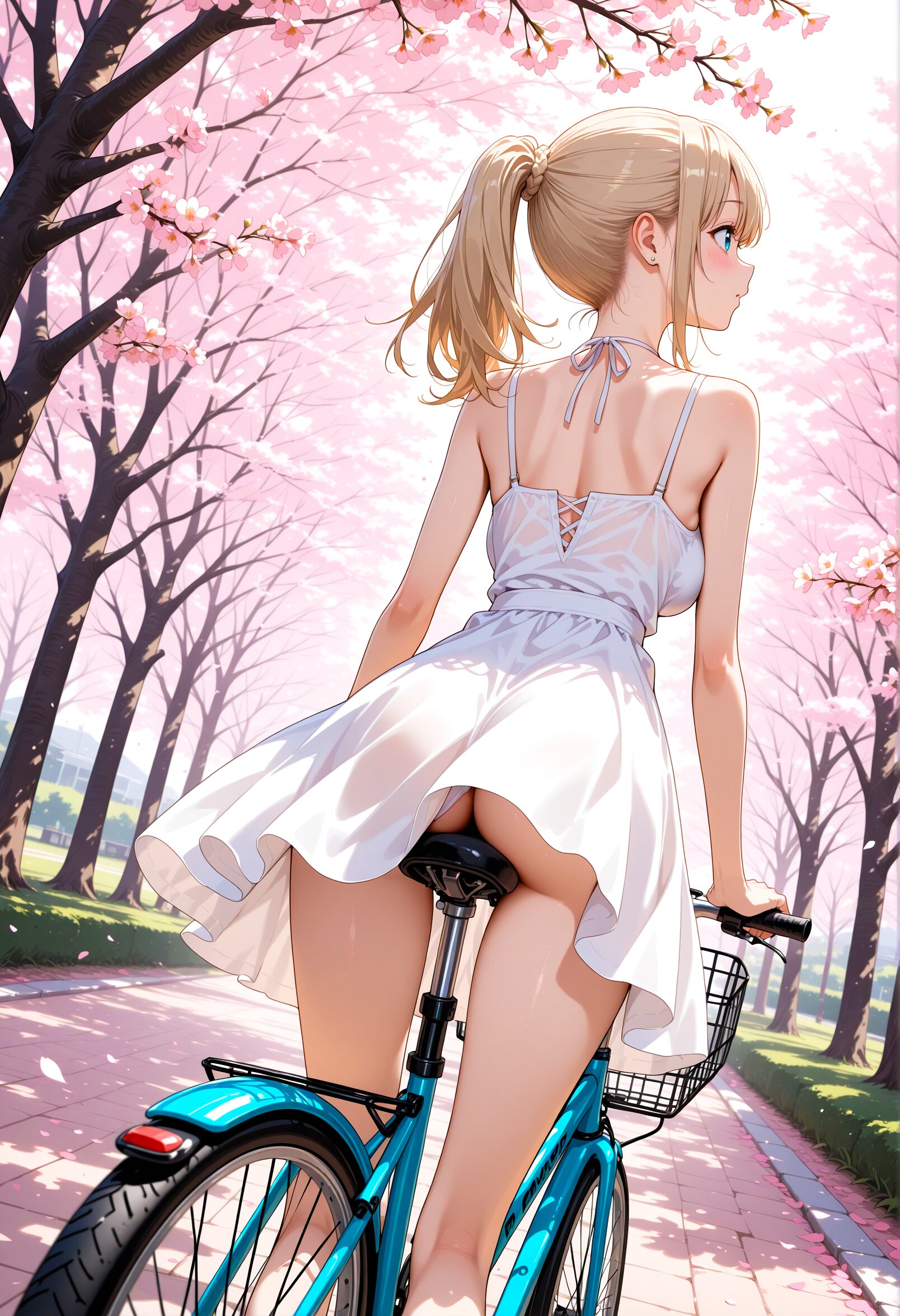 ワンピースの女性のスカートからお尻がちらり